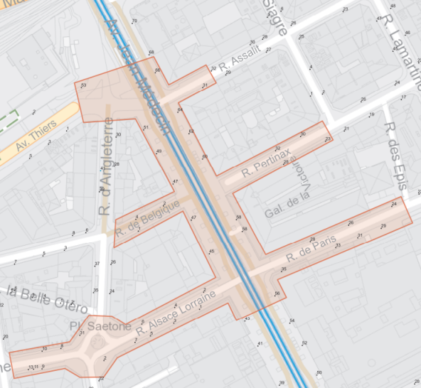 Le plan du périmètre de l'arrêté - visuel Ville de Nice
