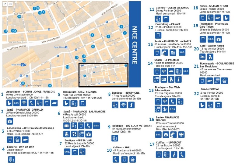 La carte des commerçants et des services accessibles - Visuel Le Carillon Nice