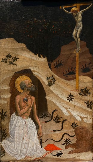 Bartolomeo di Tomaso (Foligno, vers 1408 - Rome, 1454), Saint Jérôme dans le désert, Vers 1437, tempera sur panneau - 56 × 32.4 cm - ©Galerie Sarti