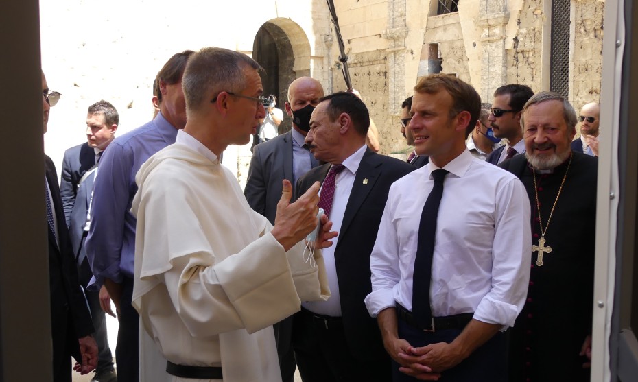 Emmanuel Macron à Mossoul en visite au le couvent dominicain Notre Dame de l'Heure /©Jean-Baptiste Cocagne / RCF