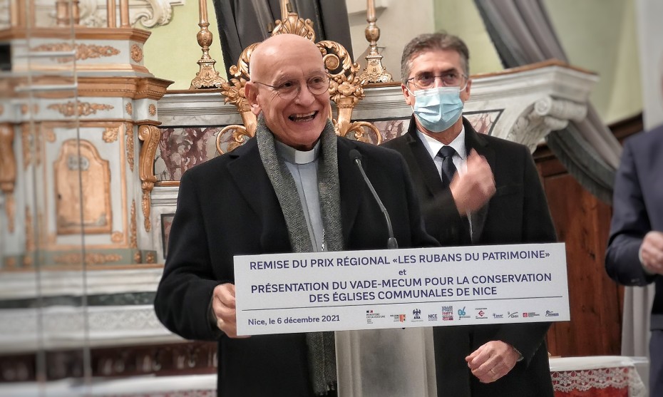 Monseigneur Marceau lors de la remise du prix des Rubans du Patrimoine