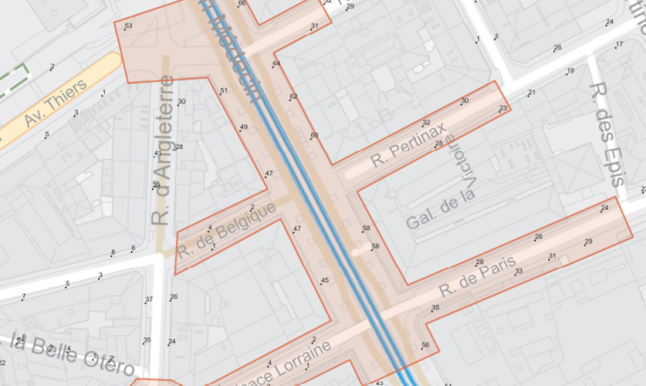 Le plan du périmètre de l'arrêté - visuel Ville de Nice