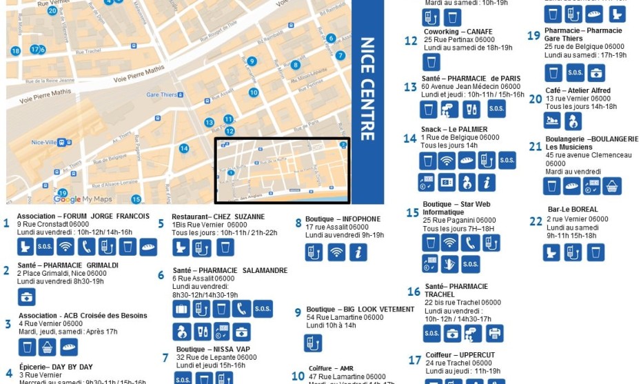 La carte des commerçants et des services accessibles - Visuel Le Carillon Nice