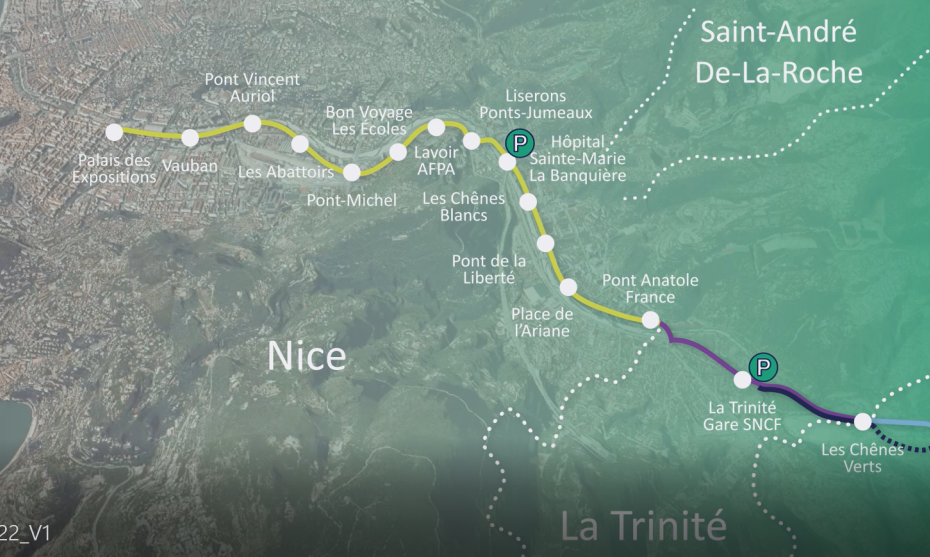 Tracé ligne T - Ville de Nice 
