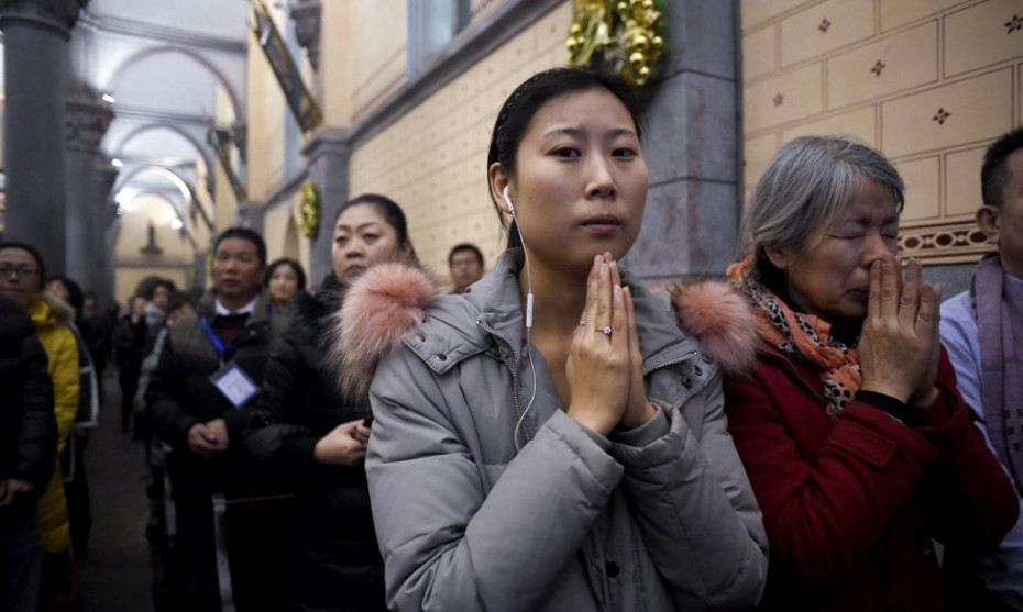 Fidèles catholiques dans une église de Pékin, le 24/12/2016 ©WANG ZHAO / AFP
